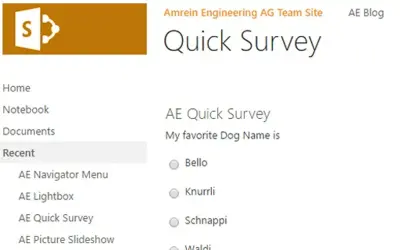 AE Quick Survey for Microsoft 365 — screenshot