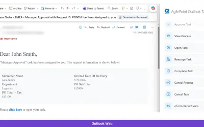 AgilePoint NX Task Manager for Outlook for Microsoft 365 — screenshot