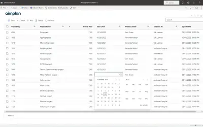 Aimplan Data Input Table for Microsoft 365 — screenshot