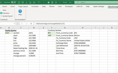 Alpha Vantage Market Data for Microsoft 365 — screenshot
