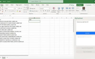 Alphasheet (data processing in one sentence) for Microsoft 365 — screenshot