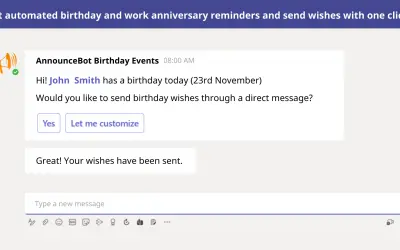 AnnounceBot Birthday Events for Microsoft 365 — screenshot