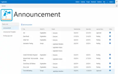 Announcement for Microsoft 365 — screenshot