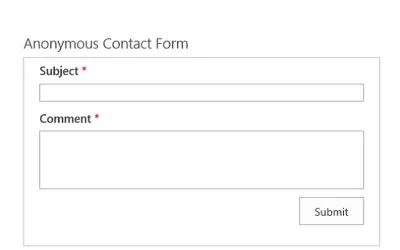 Anonymous Contact Form - FREE for Microsoft 365 — screenshot