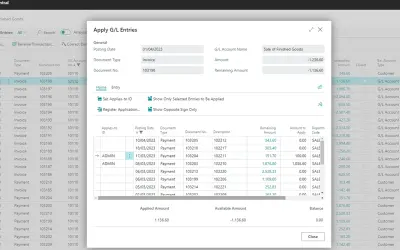 Apply G/L Entries for Microsoft 365 — screenshot