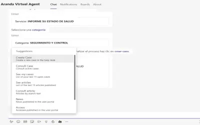 Aranda Virtual Agent for Microsoft 365 — screenshot