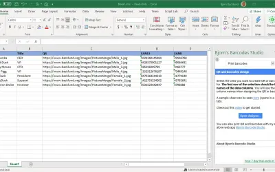 Bjorn's Barcode Studio for Microsoft 365 — screenshot