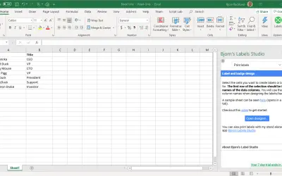 Bjorn's Label Studio for Microsoft 365 — screenshot