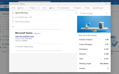 Boondoggl Meeting Insights for Microsoft 365 — screenshot
