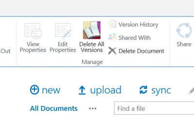 Bulk Remove Multi Document Versions App for Microsoft 365 — screenshot
