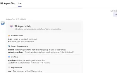 Business Analyst Assitant Agent for Microsoft 365 — screenshot