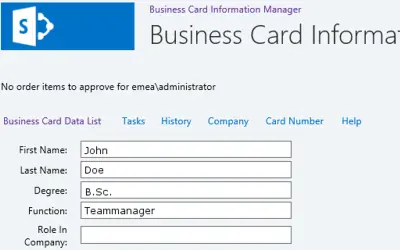 Business Card Information Manager for Microsoft 365 — screenshot