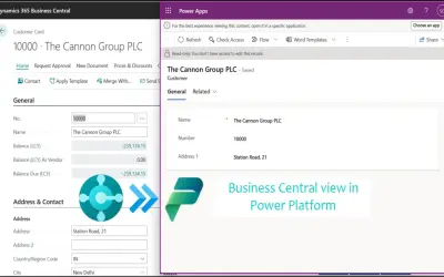 Business Central Data in Power Apps via Virtual Table for Microsoft 365 — screenshot