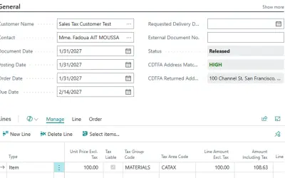 California Sales Tax Connector for Microsoft 365 — screenshot