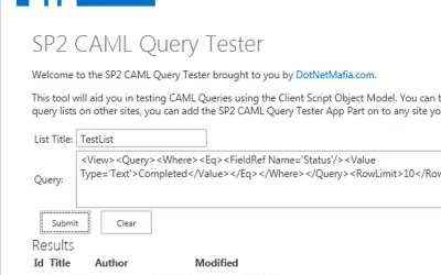 CAML Query Tester by SP2 for Microsoft 365 — screenshot