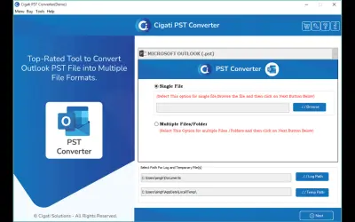 Cigati PST to MBOX Converter for Microsoft 365 — screenshot