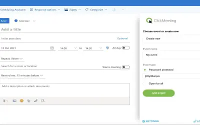 ClickMeeting for Outlook for Microsoft 365 — screenshot