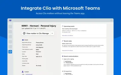 Clio for Teams for Microsoft 365 — screenshot