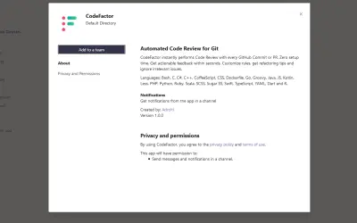CodeFactor for Microsoft 365 — screenshot