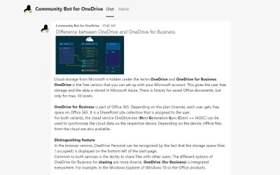 Community Bot for OneDrive for Microsoft 365 — screenshot