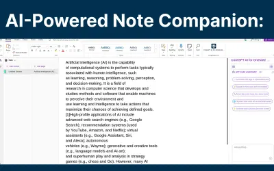 CoreGPT AI for OneNote for Microsoft 365 — screenshot