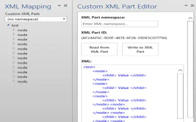 Custom XML Part Editor for Microsoft 365 — screenshot