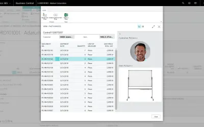 Customer Item Invoice History for Microsoft 365 — screenshot