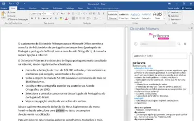 Dicionário Priberam for Microsoft 365 — screenshot