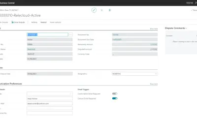 Dispute and Bad Debt Management for Microsoft 365 — screenshot