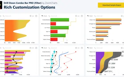 Drill Down Combo Bar PRO (Filter) by ZoomCharts for Microsoft 365 — screenshot