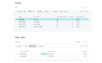 Duty Reporting - Excise Duties for Microsoft 365 — screenshot