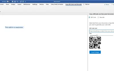 Easy QR Code and Barcode Generator for Microsoft 365 — screenshot