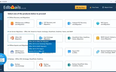 EdbMails for Office 365 Migration for Microsoft 365 — screenshot