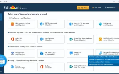 EdbMails IMAP Duplicate Email Remover for Microsoft 365 — screenshot