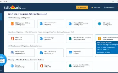 EdbMails IMAP Migration Tool for Microsoft 365 — screenshot