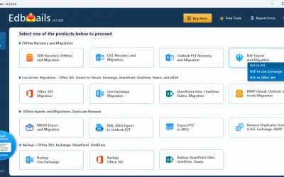 EdbMails NSF to PST Converter for Microsoft 365 — screenshot