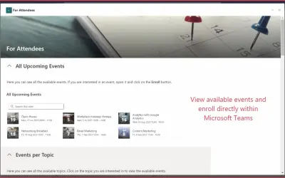 Event Management for Microsoft 365 — screenshot
