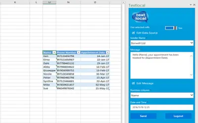 Excel to SMS for Microsoft 365 — screenshot
