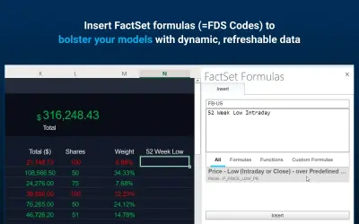 FactSet 365 for Microsoft 365 — screenshot