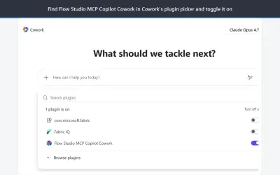 Flow Studio MCP Copilot Cowork for Microsoft 365 — screenshot