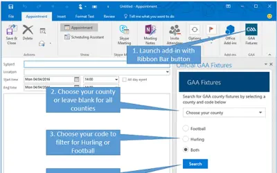 Gaelic Athletic Association Fixtures for Microsoft 365 — screenshot