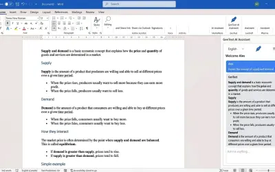 GenText AI Assistant for Microsoft 365 — screenshot