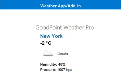 GoodPoint Weather Lite for Microsoft 365 — screenshot