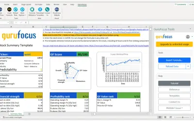 GuruFocus Add-in for Excel for Microsoft 365 — screenshot
