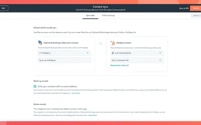 HubSpot for Microsoft Outlook Contacts for Microsoft 365 — screenshot