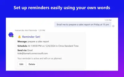 HumanLike Alert Reminder for Microsoft 365 — screenshot