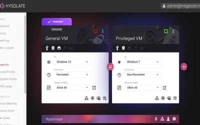 Hysolate for Privileged User Devices for Microsoft 365 — screenshot