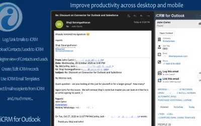 i CRM for Outlook for Microsoft 365 — screenshot
