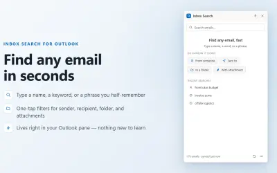 Inbox Search for Microsoft 365 — screenshot