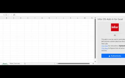Infor OS Add-In for Excel for Microsoft 365 — screenshot